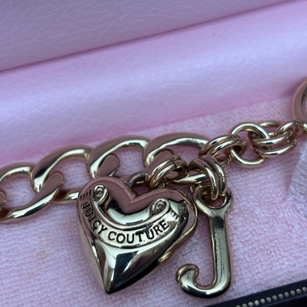 Juicy Couture Gold Heart Lock & 'J' Initial Charm Bracelet